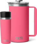 YETI Rambler 34 oz. French Press Coffee Maker (1) 16 oz Travel Bottle Stainless Steel Tropical Pink