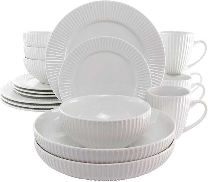 18 Piece Porcelain Dinnerware Set Table Decoration Home Bowl and Dish Round Tableware