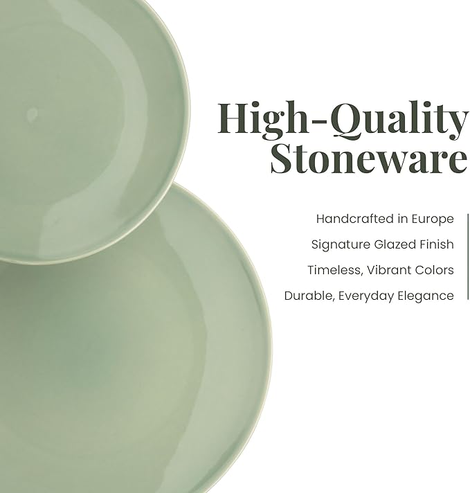 Larder &amp Vine Ceramic Stoneware Dinnerware 16-Piece Set 4 Place Settings (Sage)