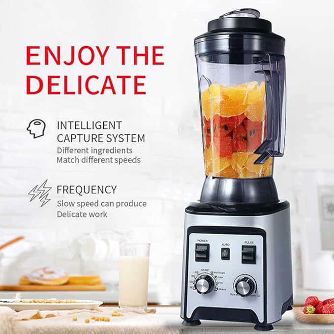 Commercial Smoothie Smoothie Maker 4L Blender Food Processor High Speed 26000 RPM Blender for Smoothie Handheld Fruit BlenderRed (Silver)
