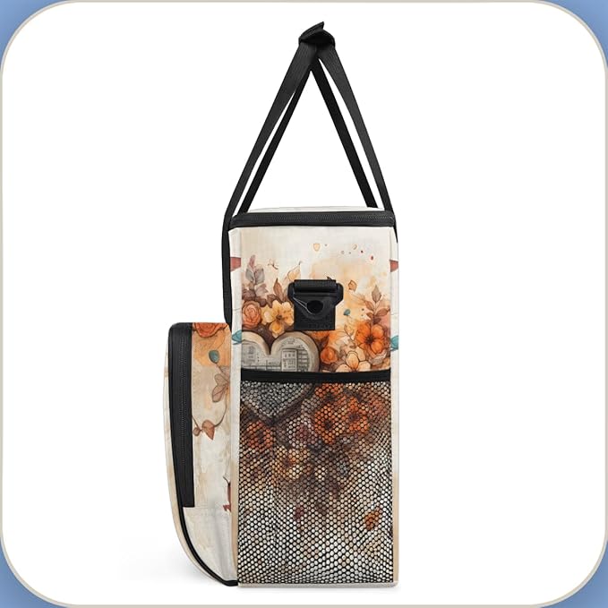 Heart Flowers Coffee Maker Carrying Bag Portable Travel Storage Tote Bag Compatible with K-Mini or K-Mini Plus Single Serve Coffee Brewer Carrying Case with Multiple Pockets &amp Shoulder Strap
