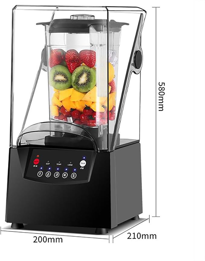 Blenders for Kitchen 2200W Commercial Slushy Machine with Soundproof Cover 5 Timer Presets And 17000 RPM Speed Adjustable 2000ml Large Capacity and Fast Blend for Bars Cafes And Restaurants
