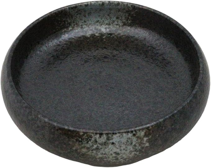 Ebros Gift Artistic Charcoal Grey Tone Hakumu Porcelain Collection Dinnerware Serveware Kitchenware Set Asian Japanese Restaurant Supply (Pack of 6 Round Appetizer Salad Banchan Deep Dish Plates)