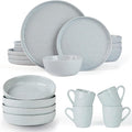 Famiware Mars 12-Piece Dinnerware Sets 4-Piece Pasta Bowls 4-Piece 14 oz Mug Set 20-Piece Stoneware Dinnerware Sets Light Gray