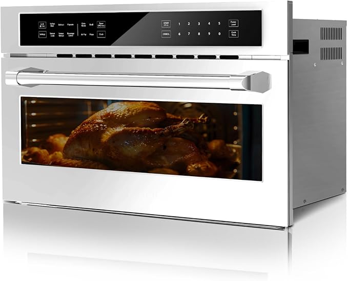 30Inch Microwave Convection Oven 1.6 Cu. Ft. Built-In Microwave Oven with Air Fryer Child Safety Lock Drop Down Door Touch Control for Versatile Cooking Solutions