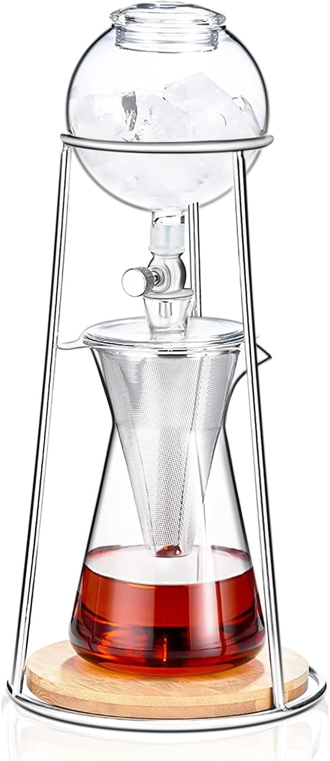 PARACITY Cold Brew Coffee Maker Iced Coffee Maker in Stainless Steel and Borosilicate Glass Cold Brew Drip Coffee Maker with Slow Drip Technology Iced Tea Maker 2-4 Cup
