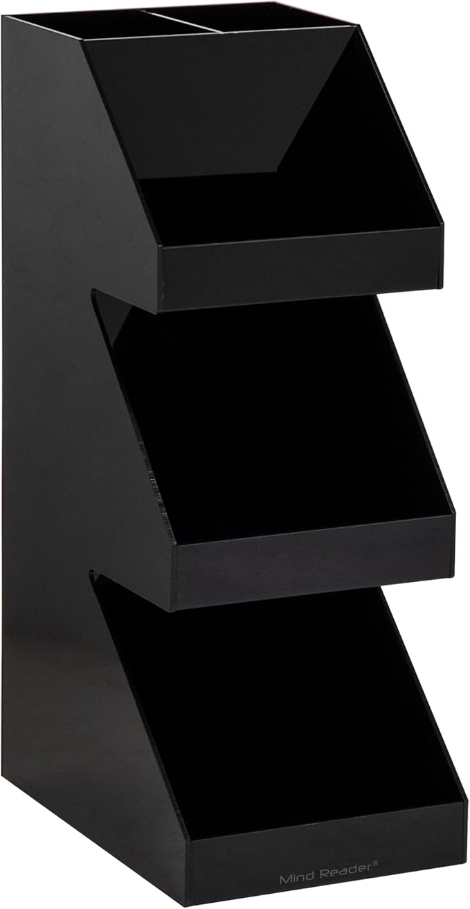 Mind Reader Coffee Tea Utensil and Condiment Station Countertop Organizer Coffee Bar Kitchen 6L x 9W x 16H Black