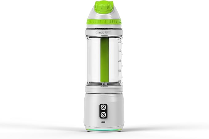 Portable Blender Anti-Jamming 300 Watt for Shakes and Smoothies 24oz Travel Blender USB Rechargeable BPA Free Sporty bottle with a Travel Lid. (Black Base Grey Lid) (White Base Green Lid)