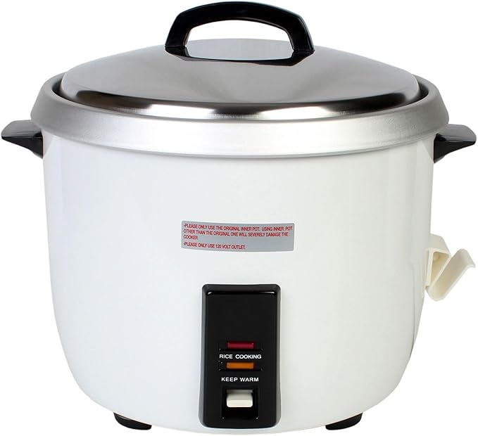 TrueCraftware- 30 Cup Electric Rice Cooker Aluminum Inner Pot with Rice Cloth Stainless Steel Lid Plastic Black Color Handle- Makes Soups Stews Grains Hot Cereals Commercial Rice Cooker Warmer