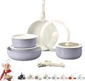 Cookware Set Cookware Set Removable Handle 5/9/11/15/17 Piece Stackables Oven Safe Super Easily Clean for Kitchen (Purple15 Pcs)