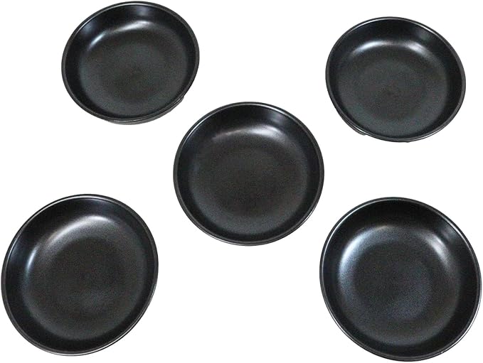 Ebros Gift Iron Black Clay Underglaze Technique Tetsu Kesho Porcelain Dinnerware Kitchen Set Asian Japanese Restaurant Supply (Pack Of 5 Shallow Bowl Deep Plates 10oz)