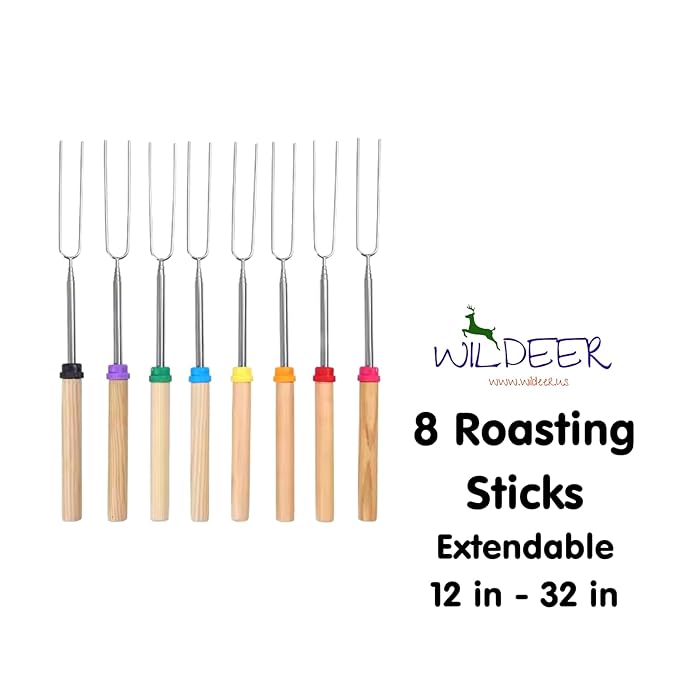 Cloudbites Toaster Marshmallows x 50 bundle with Wildeer Extendable Roasting Sticks x 8