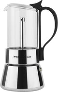 MAGEFESA Guinea Italian Coffee Maker for 6 Cups 300 ml Stainless Steel and Glass Modern Style Induction All Hob Types Ergonomic Handle