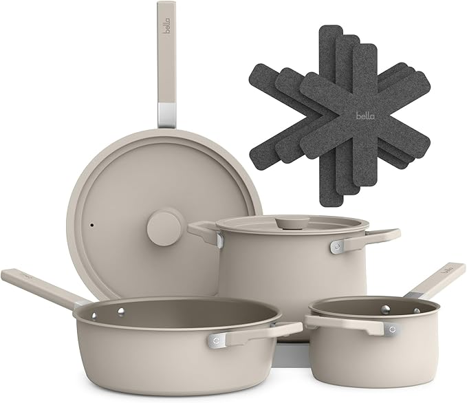 bella 9-Piece Cookware Set Fits-anywhere™ Kitchenware Oatmilk