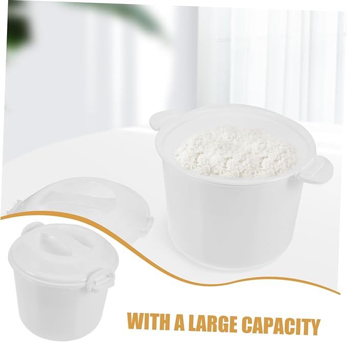 PRETYZOOM Microwave Rice Cooker with Lid and Steaming Tray Large Capacity Multi Function Rice Cooker and Steamer for Family Meals Convenient Microwave Oven Cooking Container