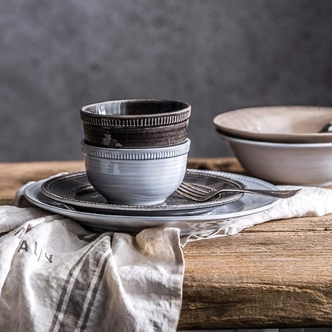 Porcelain Dinnerware Sets Plates and Bowls Sets Porcelain Dinnerware Set 36-Piece Creativity Reactive Glaze Stoneware Dinner Sets - Ceramic