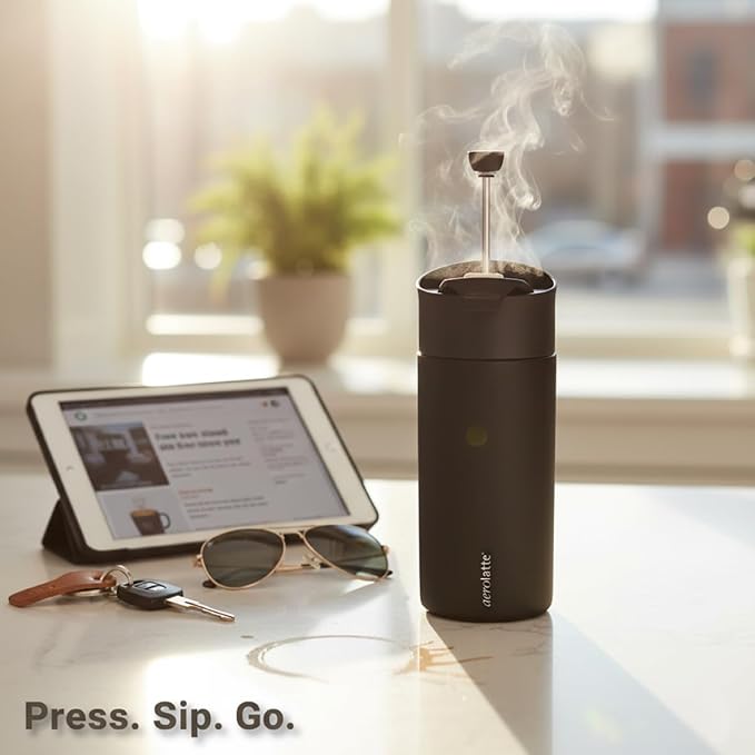 aerolatte French Press To Go Portable-Travel-Mug Brews 12-Ounces