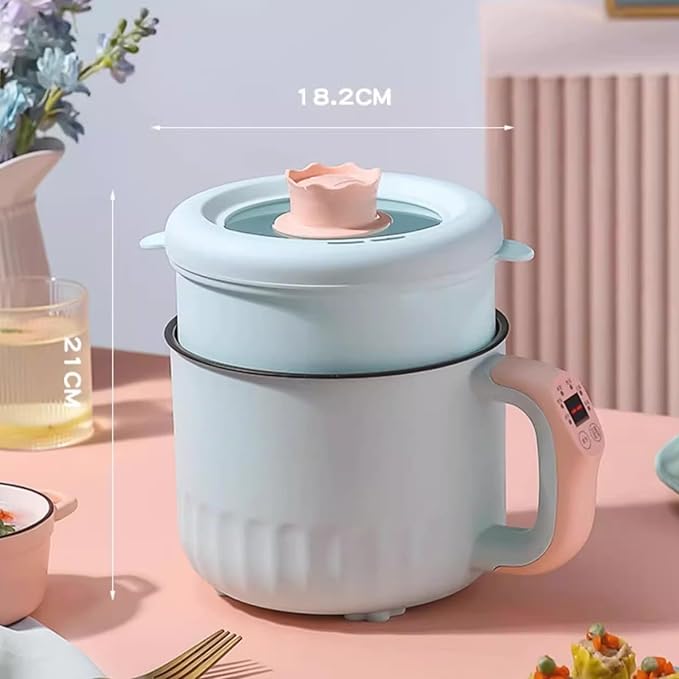 GRFIT 1.8L Multifunctional Electric Pan Mini Rice Cooker Multicooker Skillet Non-Stick Cookware Pot Home and Kitchen (Color : C)