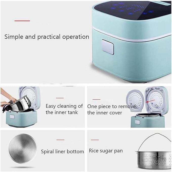 Smart Desugar Rice Cooker 2.6L Blue Sugar-Free &amp Regular Rice 24-Hour Timer 4-5 People 6-7 Bowls