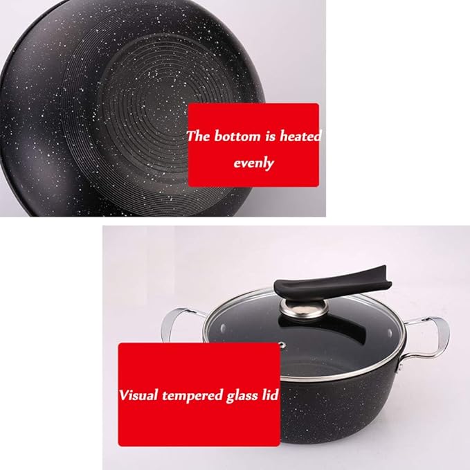 Cooking Pot Pots and PansDie-Cast Aluminum Cookware SetHome Multifunctional Cooking Pans Set with Glass Lid and Non Stick Coating (2Pcs Variety Pack)