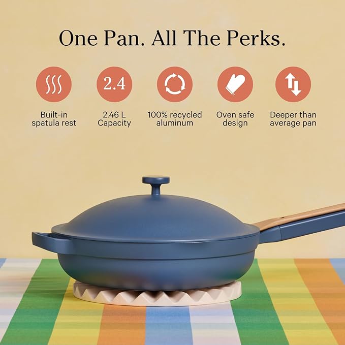 Our Place Always Pan Duo - Standard &amp Mini Always Pan 2.0 Bundle | Multi-Functional Cookware Set Replaces 20 Pieces | Blue Salt