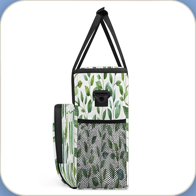 Green Leaf Theme Coffee Maker Carrying Bag Compatible with K-Mini or K-Mini Plus Portable Single Cup Coffee Maker Case with Pockets for K Cup Pods