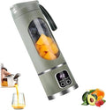 Digital Display Juicer - Smart LED Display 3 Speed Settings Fresh Juice Cup Multi-Functional Blender USB Charging Portable Juicer Suitable for Making Milkshakes and Smoothies(Army Green)