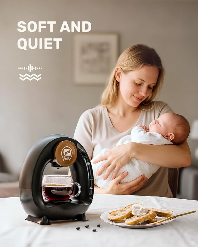 2-in-1 Coffee Maker Fast Brew in 1.5mins Single Serve Coffee Machine Compatible with K-Cup Pods &amp Ground Coffee 1400W with 20s Preheat Compact for HomeSmall PlaceOffice &amp RV 8ozBlack