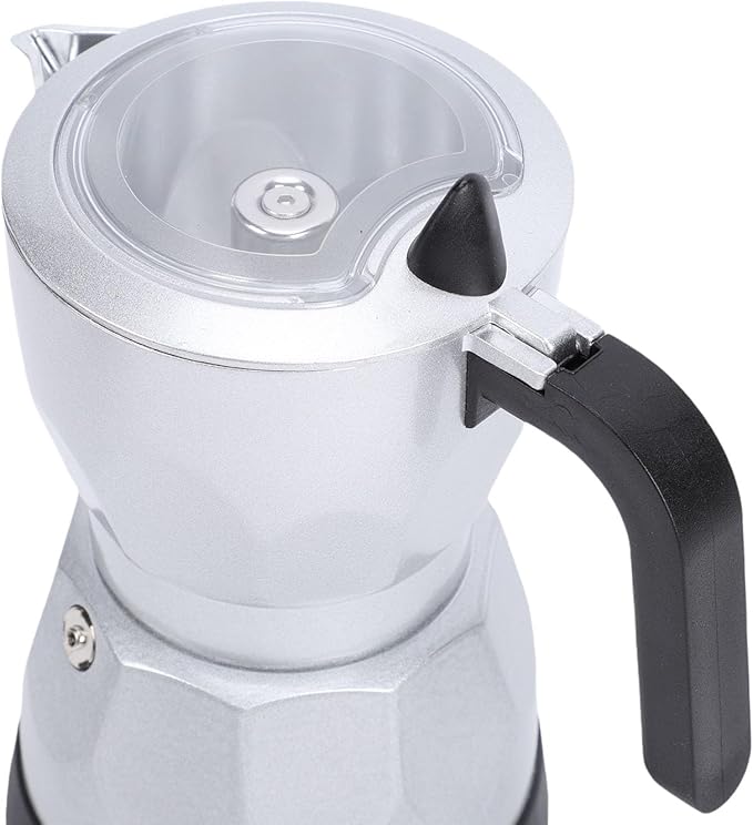 Coffee Pot Food Grade 3 Cup Capacity Aluminum Electric Coffee Maker with Transparent Top for Home Use (Silver)