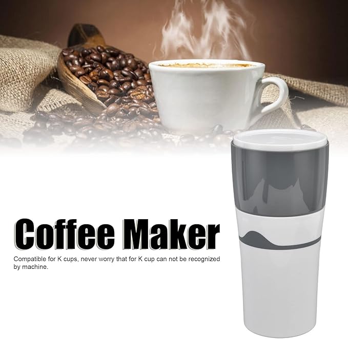 The Original Portable Drip Coffee Maker Travel Mug Single Serve Drip Coffee Maker All in 1 Coffee with Reusable Coffee Filter((Gray White))