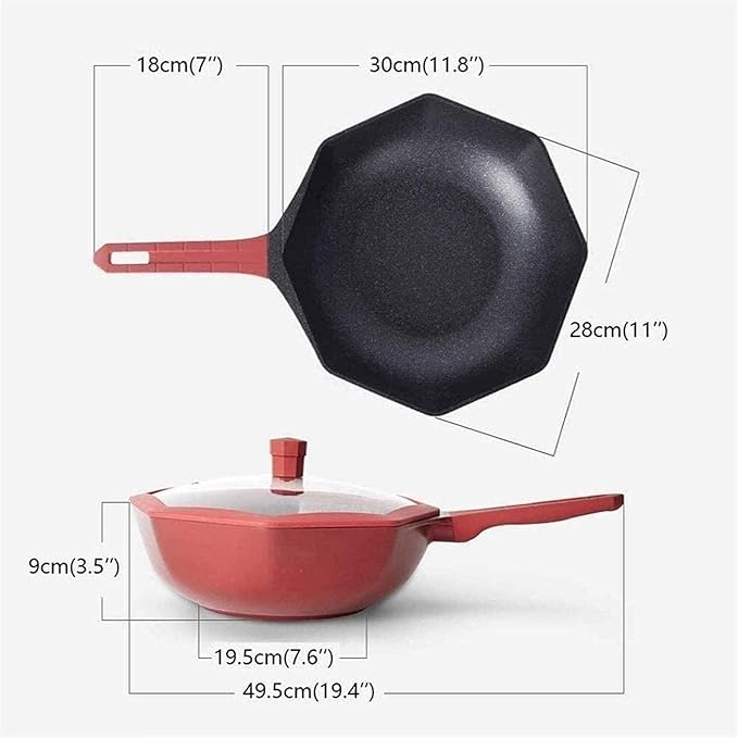 Non-Stick Pan Set Kitchen Cookware Set Including Star Anise Wok Frying PanSoup Pot and Milk Pan4-Piece Set