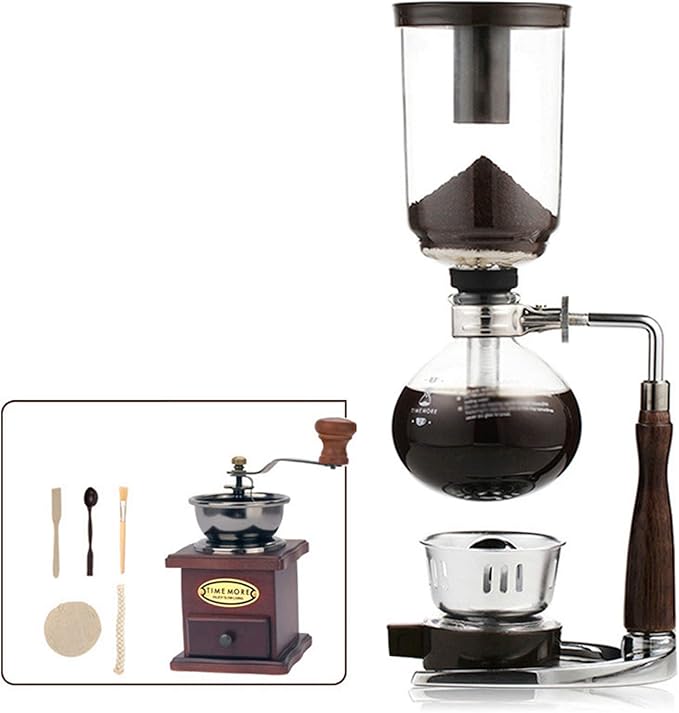 Syphon/Vacuum Glass Coffee MakerHand Siphon Coffee Maker PotCoffee Glass Syphon Siphon Vacuum Coffee Maker 3-5 CupHigh Temperature Resistant Glass3