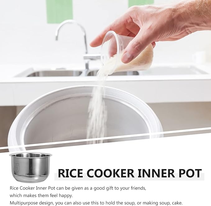 Ciieeo 2L Rice Cooker - Stainless Steel Inner Pot &amp Tank Liner - Electric Pressure Cooker Pot