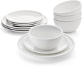 Mikasa Colter Bone China Lightweight Chip Resistant 12 Piece Dinnerware Set Service for 4 White