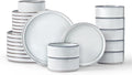 LIANYU Plates and Bowls Dinnerware Sets for 8 24 Piece Stoneware Tableware Dishes Set Includes Dinner Dessert Plate Cereal Bowl Rustic Terracotta Underside Dishwasher &amp Microwave Safe Lucent W
