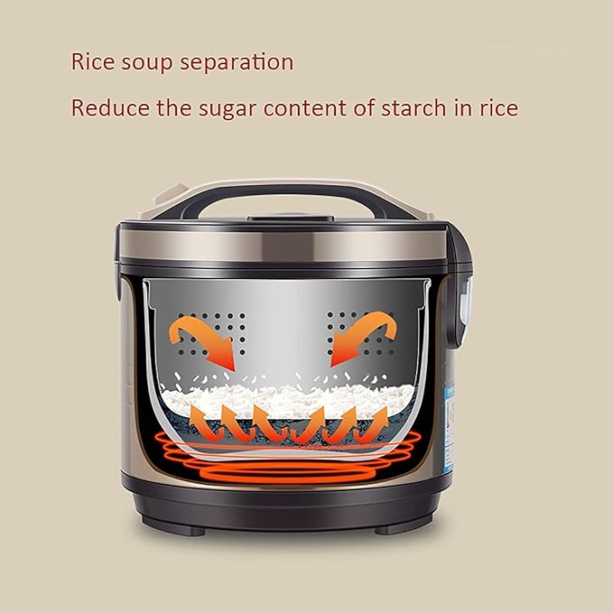 Low-Sugar Rice Cooker (3/5L) Household 304 Stainless Steel Inner 24H Reservation Rice Soup Separation Rice Cooker for 2-7 People