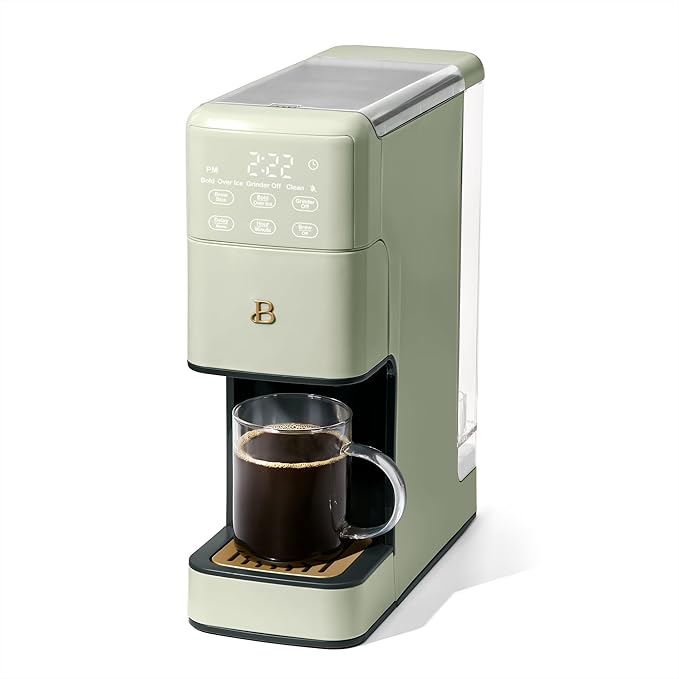 IT'S BRAZILIAN Perfect Grind Programmable Single Serve Coffee Maker Sage Green by Drew Barrymore