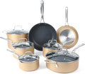 Martha Stewart 12 Piece Heavy Gauge Aluminum Hard Anodized Premium Nonstick Cookware Set Induction Safe Copper w/Black Interior