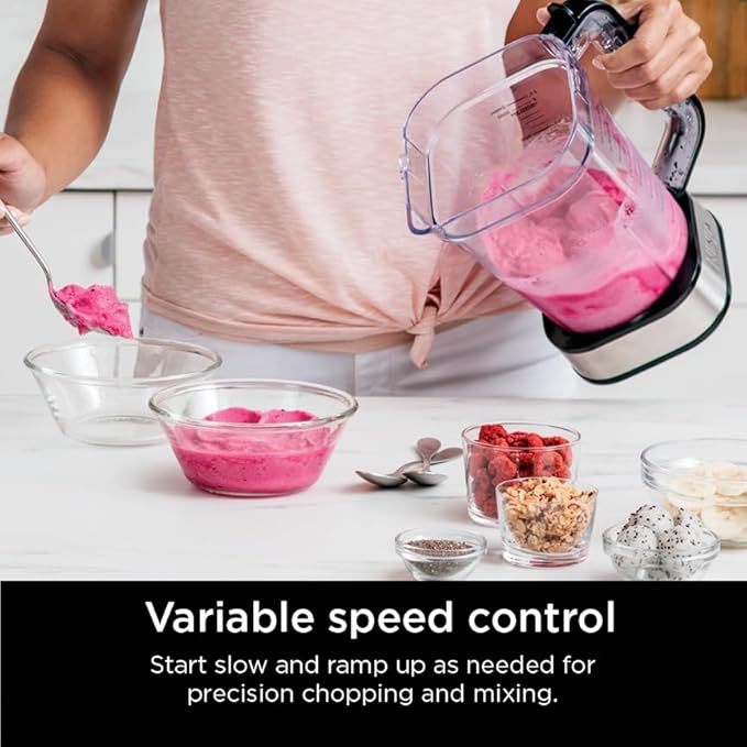 Ninja Blender For Kitchen | Food Processor Combo System | Smoothie Maker &amp Nutrient Extractor | 6 Functions for Bowls Spreads Dough Shakes | 72-oz. Pitcher &amp To-Go Cups | Silver | SS351