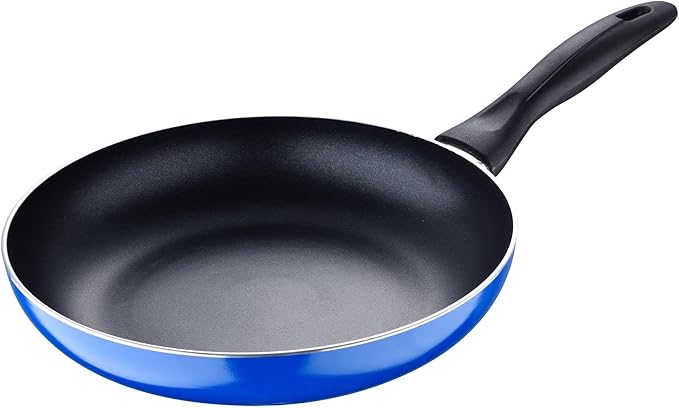 Set 3pc Frying Pan (16+20+24cm) Pressed Aluminium Induction Navy Blue Paradise with Set 3pc Kitchen Utensils Nylon with Set 4pc Stainless Steel Knives