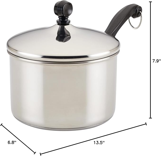 Farberware Classic Stainless Steel Sauce Pan/Saucepan with Lid 3 Quart Silver