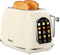 Mecity Toaster 2 Slice Touch Screen Wide Slot Retro Toaster For Breads Bagel Muffin Waffle House Warming Gift New Home 120V 825W Cream Color