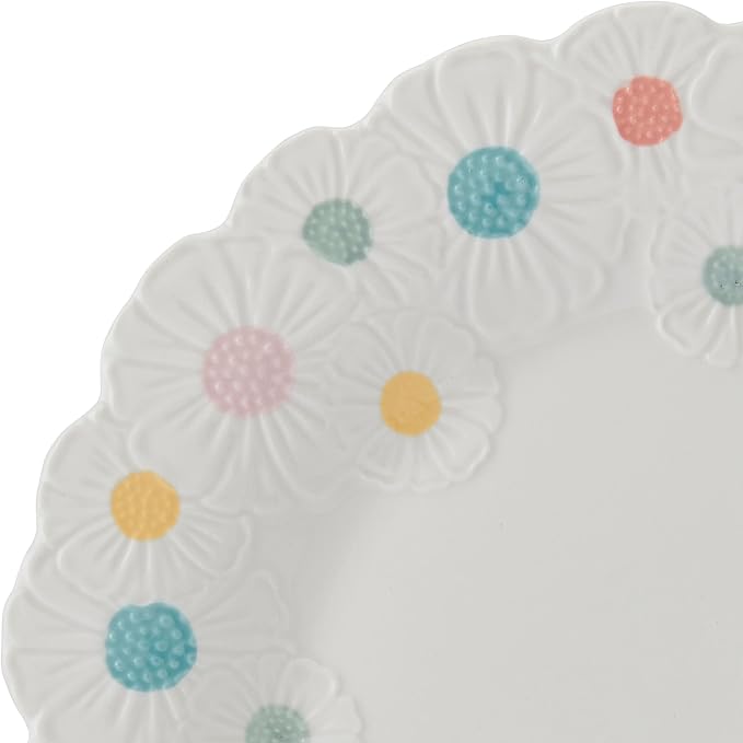 Darbie Angell Painted Daisy 12 Piece Plate and Bowl Dinnerware Set Durable Service for 4 Floral Design Modern Tableware