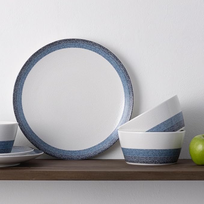 Noritake Colorscapes Layers Navy 12-Piece Coupe Dinnerware Set Service for 4