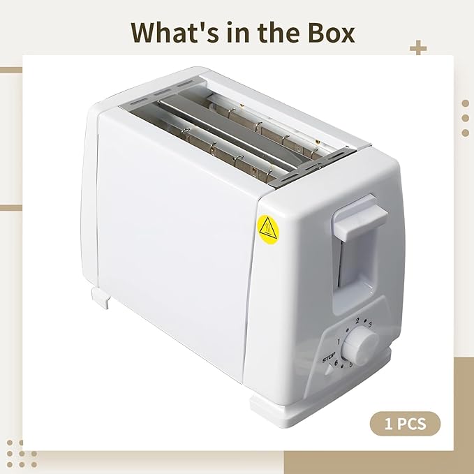 Adjustable Temperature Wide Slot Toaster 2-Slice Stainless Steel Auto Pop-Up Easy to Clean
