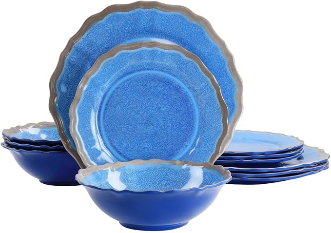 Roma Melamine Dinnerware Set Blue - 12 Piece