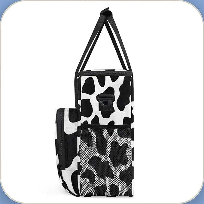 Cow Print Coffee Maker Travel Bag for Keurig K-Mini/K-Mini Plus Insulated Waterproof Tote with Pockets for K-Cup Portable Single-Serve Brewer Case