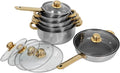 Stainless Steel Cookware Set with Lids Versatile Kitchen Pots and Pans for Boiling Frying Simmering Even Heat Distribution Design for Everyday Family Cooking