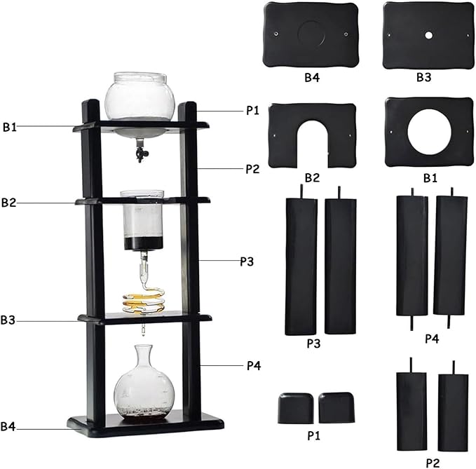 Coffee Maker 1000ml Capacity Cold Brew Drip Tower Coffee MakerAdjustable Dripper Slow Drip Ice Coffee Maker for Home Office Coffee Lover