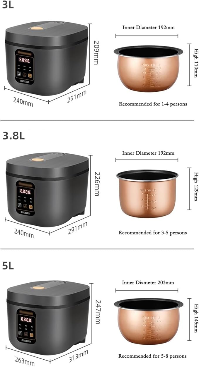 GRFIT Intelligent Rice Cooker Household Multifunctional Small Porridge Soup Rice Cooking Rice Cooker Steaming (Size : 3L) jinyi2016SHOP-1998